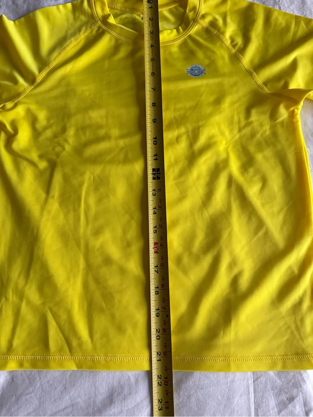Girls Bright Yellow Long Sleeve Rash Guard Swim Shirt Size 11-13 Sun Protection